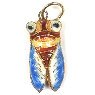 ENAMEL CICADA 13X29MM LIGHT BLUE